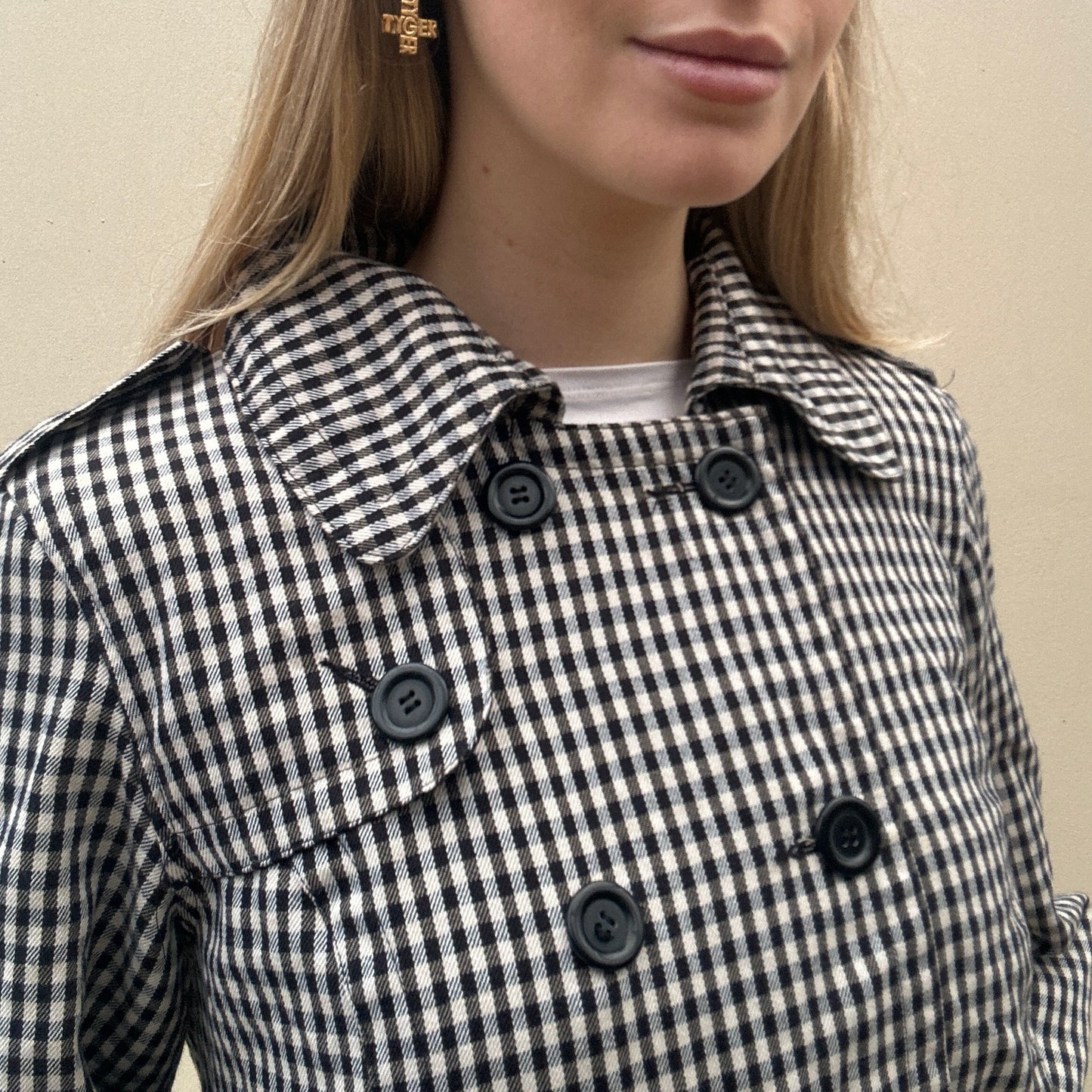 Vintage gingham pea coat