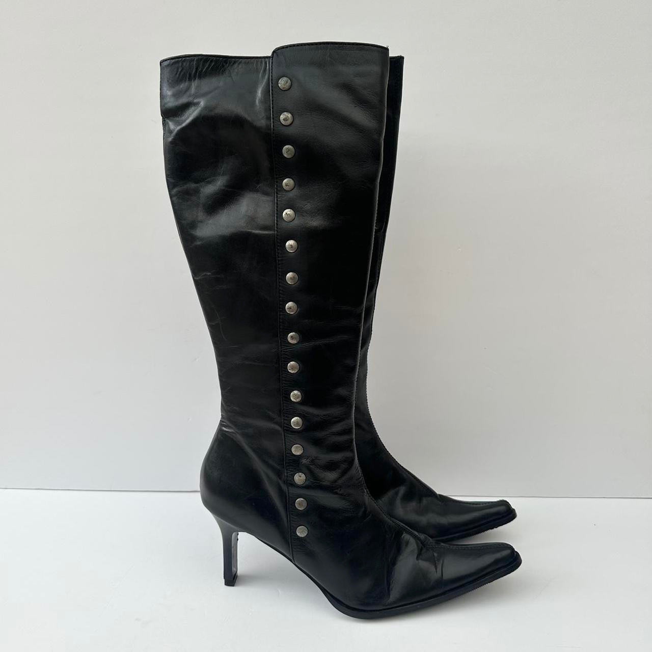 Vintage 00s black leather stud boots