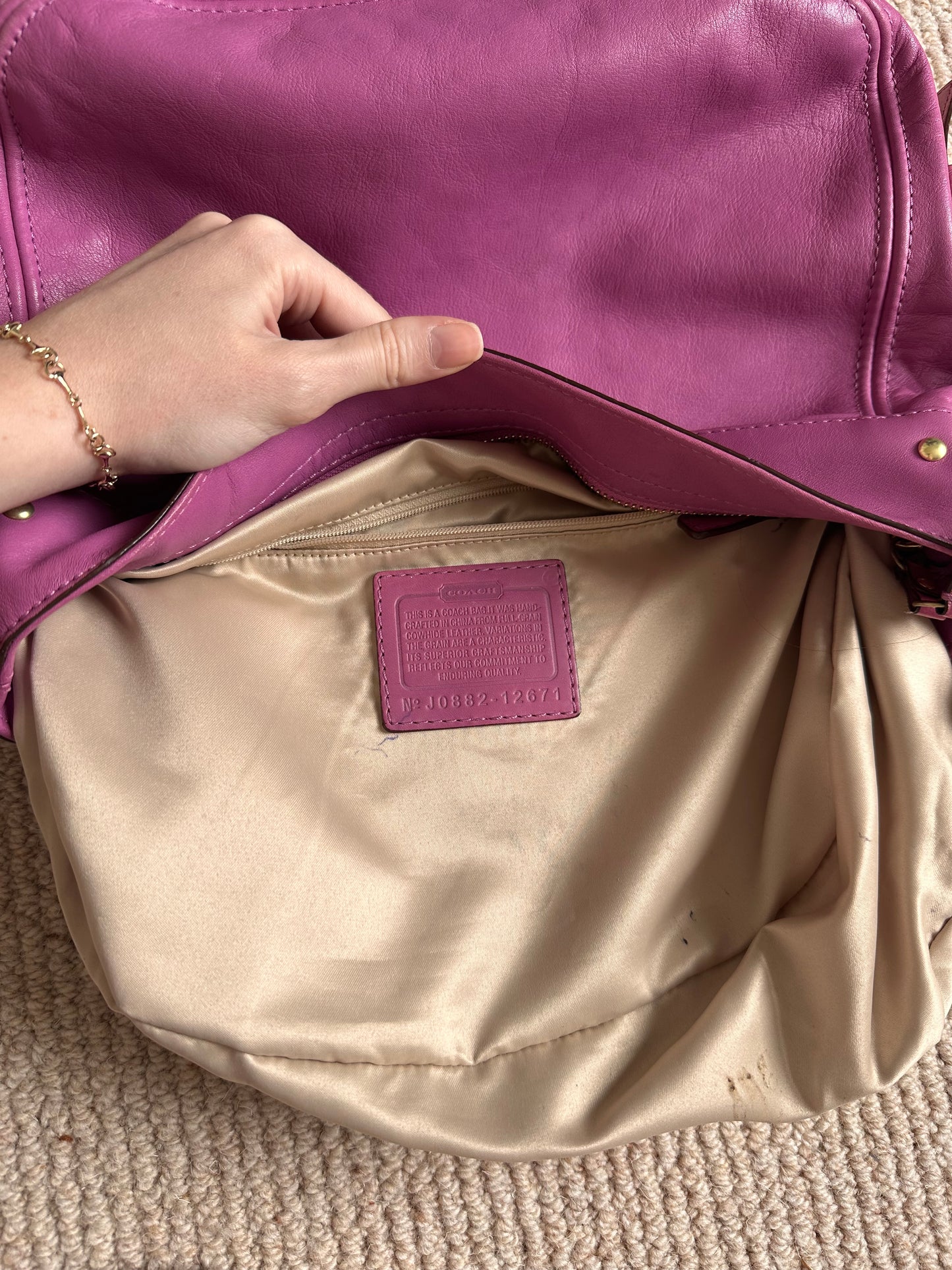 Vintage pink & gold coach bag