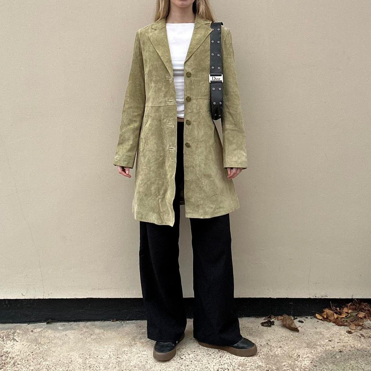 Vintage 00s sage green suede jacket