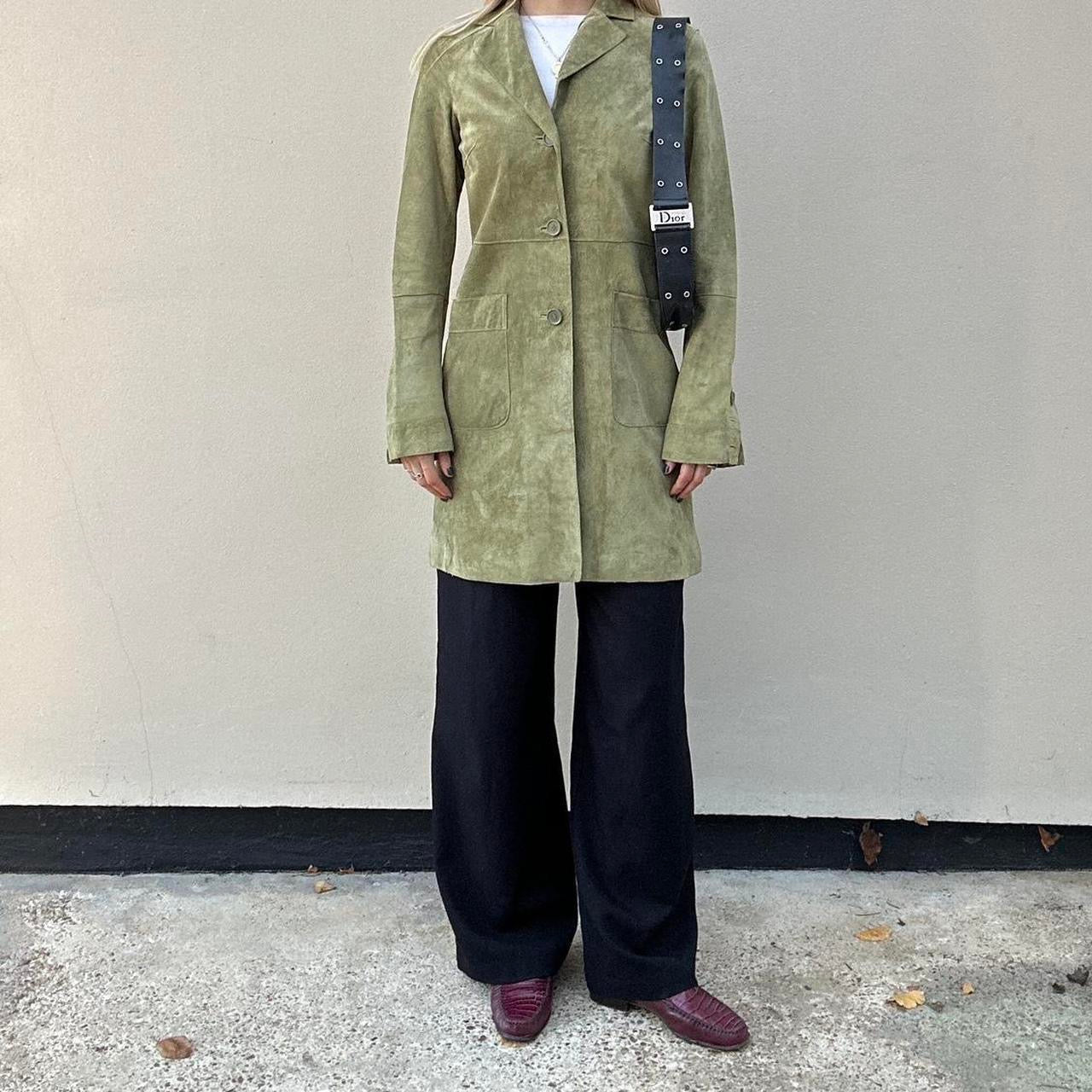 Sage green real suede blazer