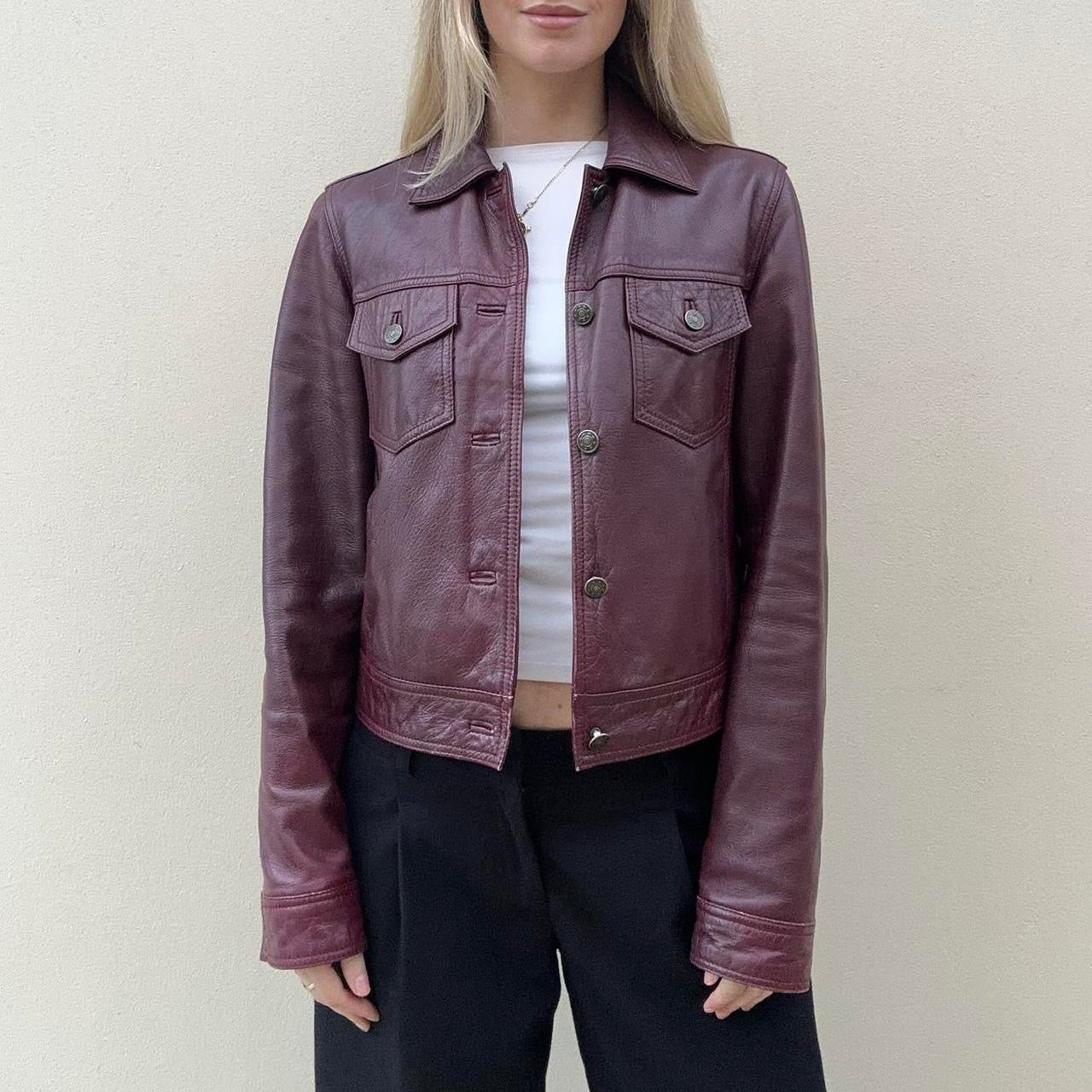 Vintage 00s burgundy leather jacket