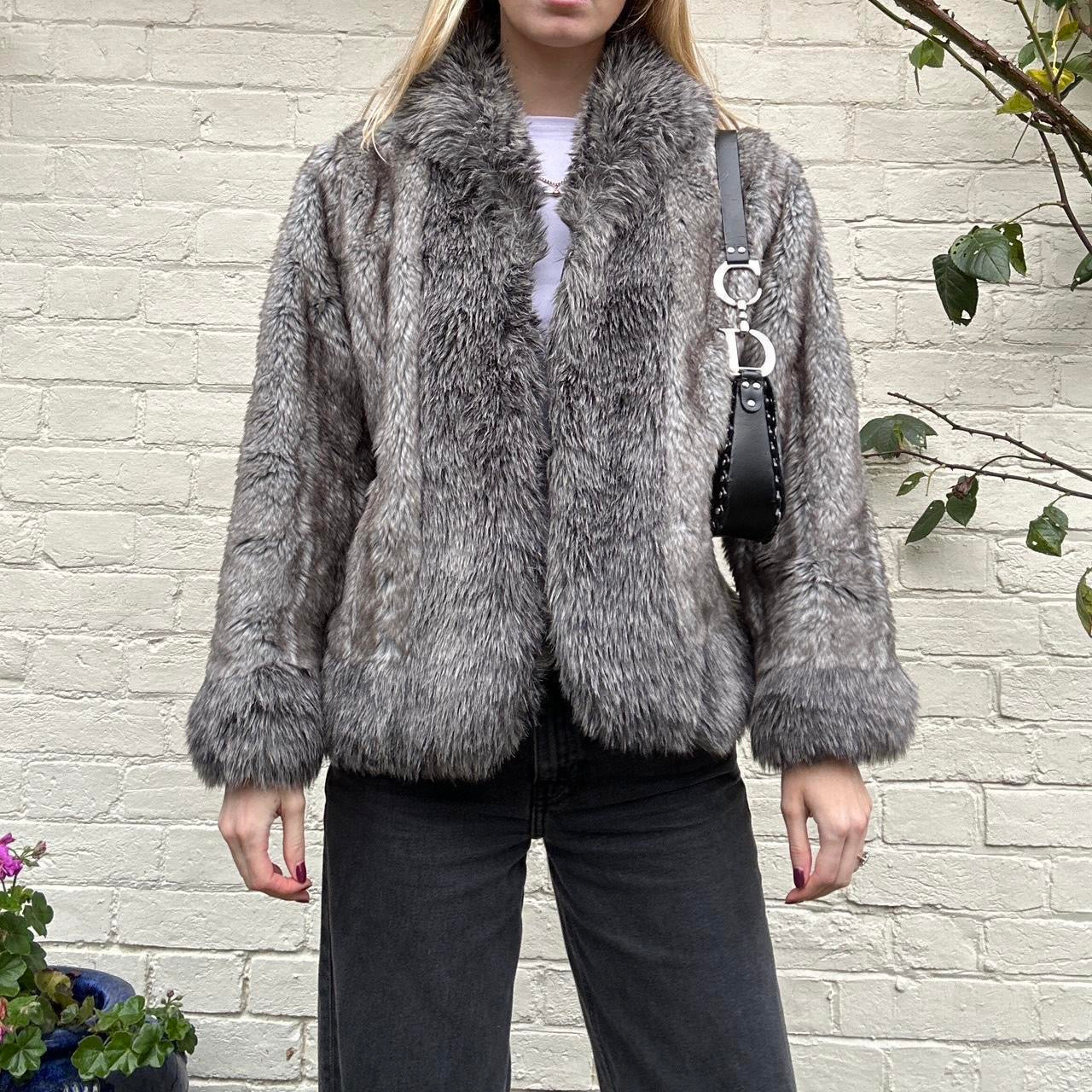 Vintage faux fur grey coat