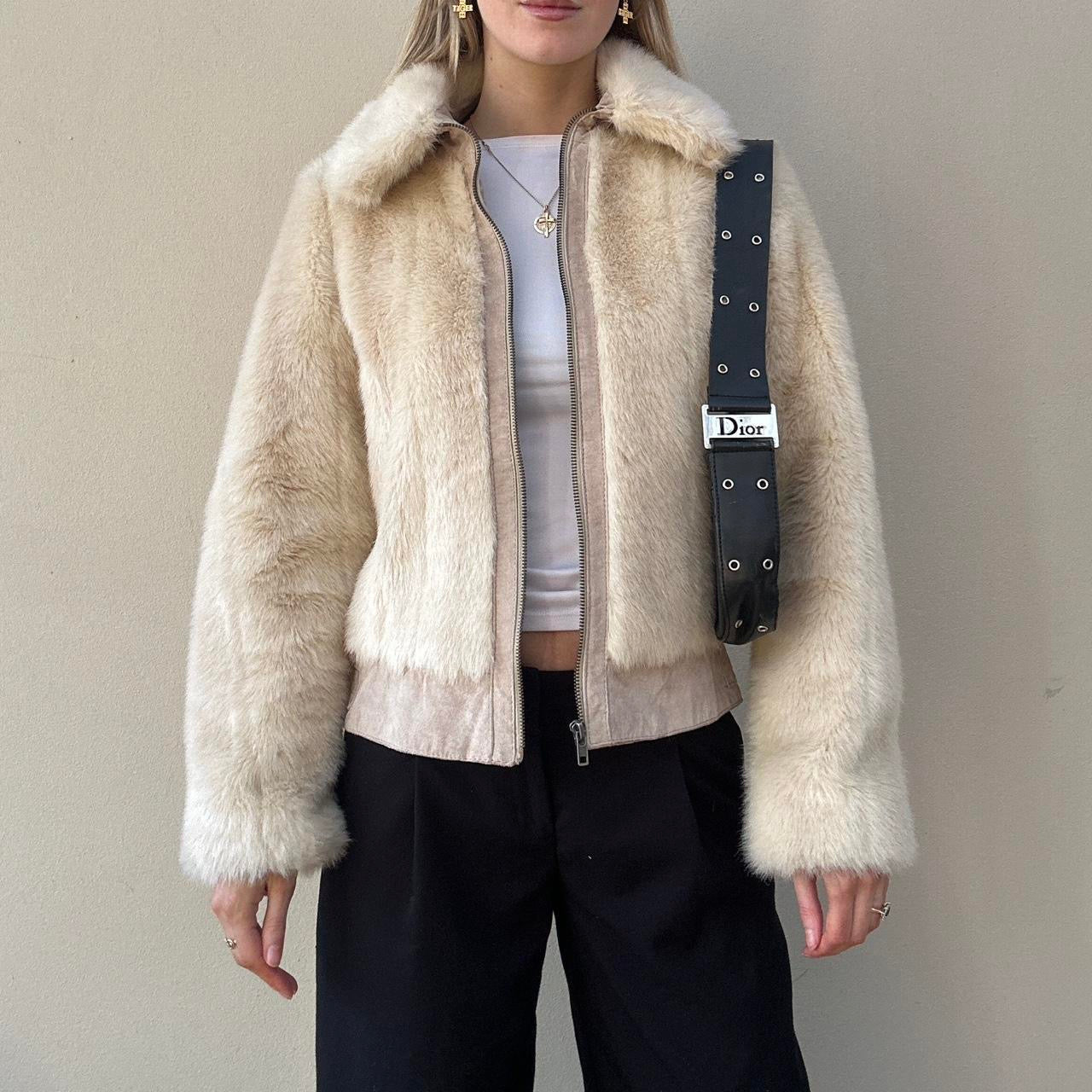 Vintage 00s cream fur coat