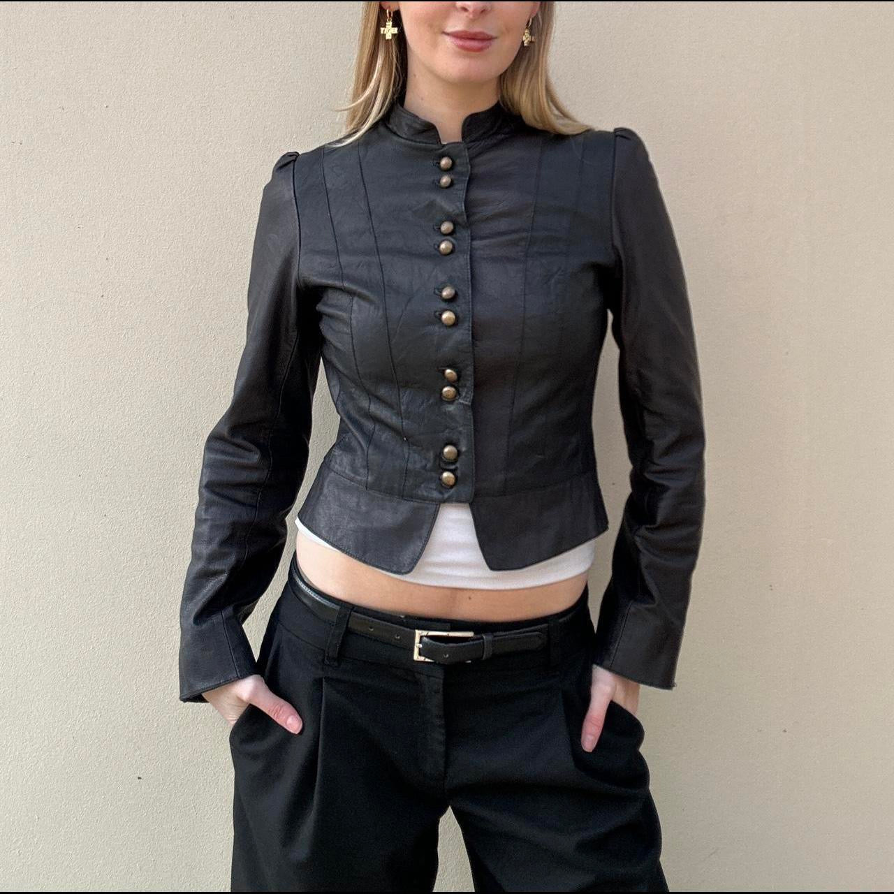 Vintage leather military jacket