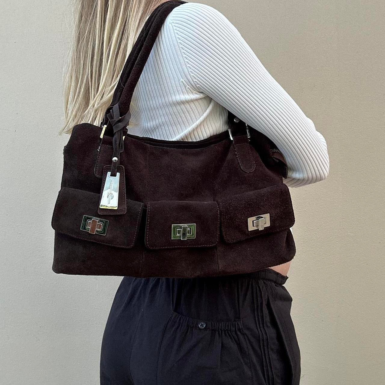 00s Brown suede shoulder bag