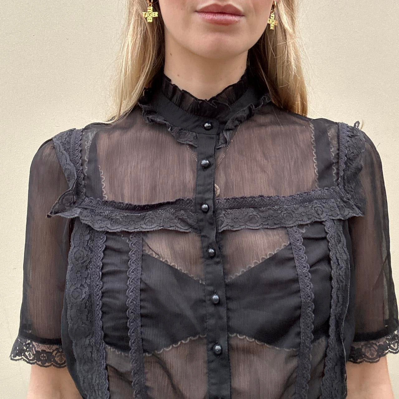 Vintage 00s sheer black top