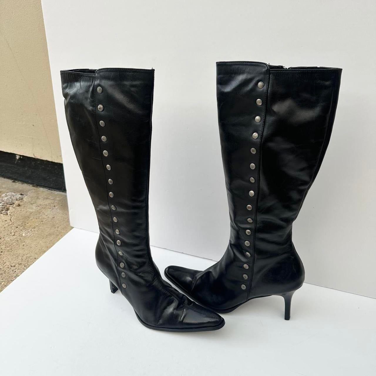 Vintage 00s black leather stud boots