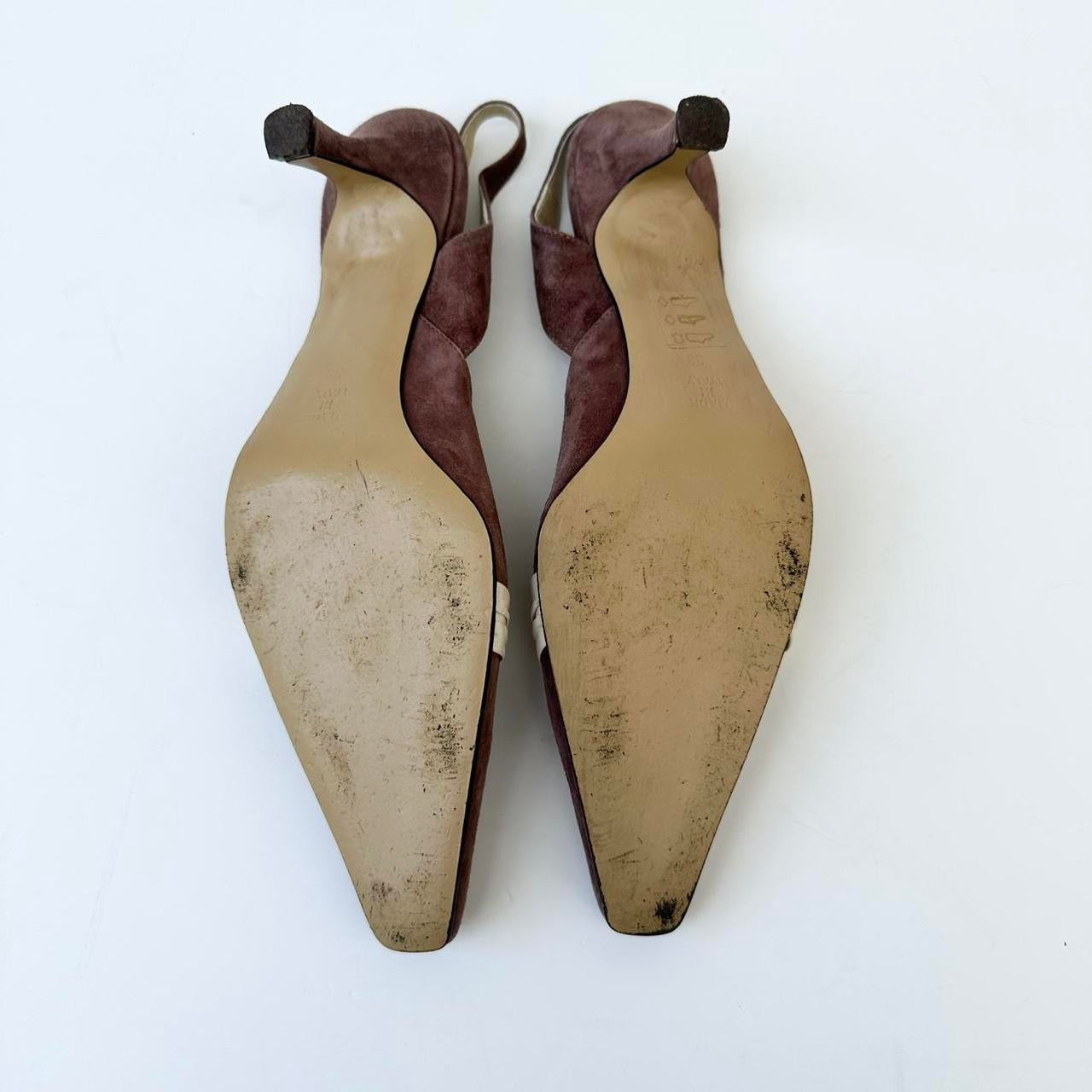 Vintage mushroom suede kitten heels