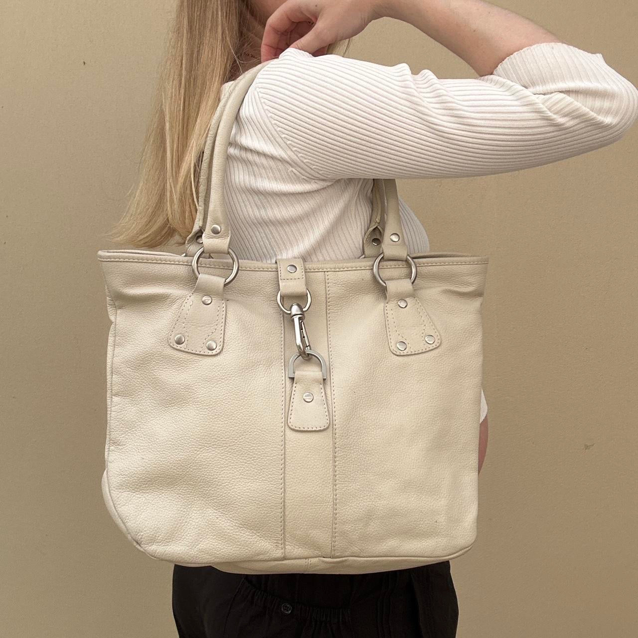 Cream leather bag