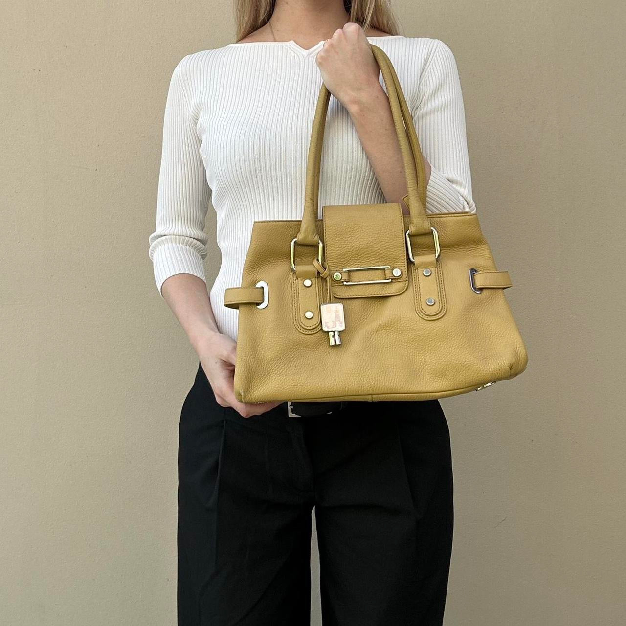 Vintage yellow leather handbag