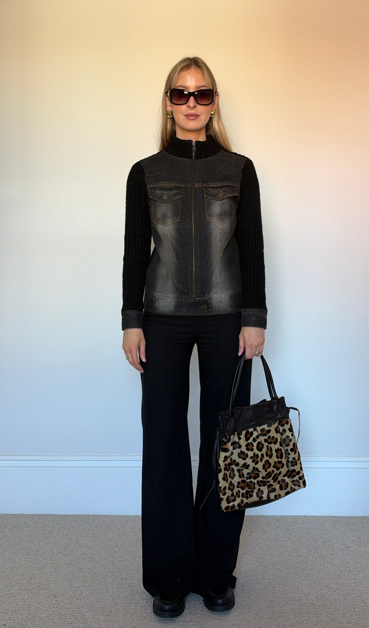 Vintage denim & knit jumper jacket
