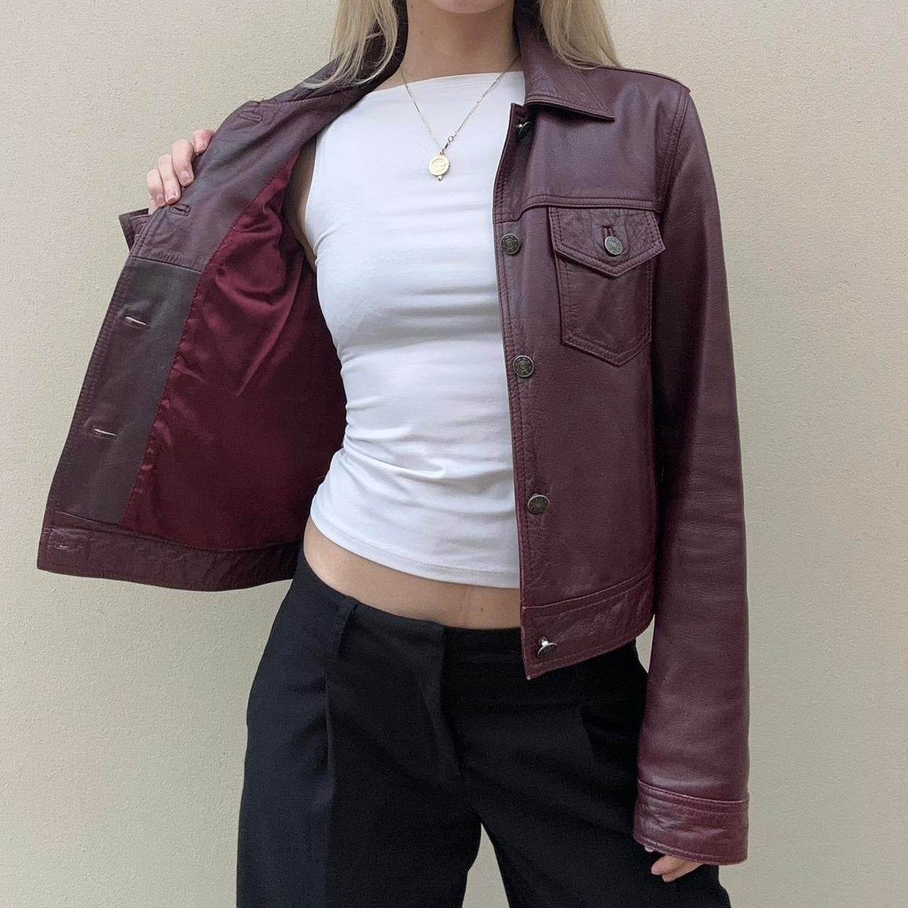 Vintage 00s burgundy leather jacket