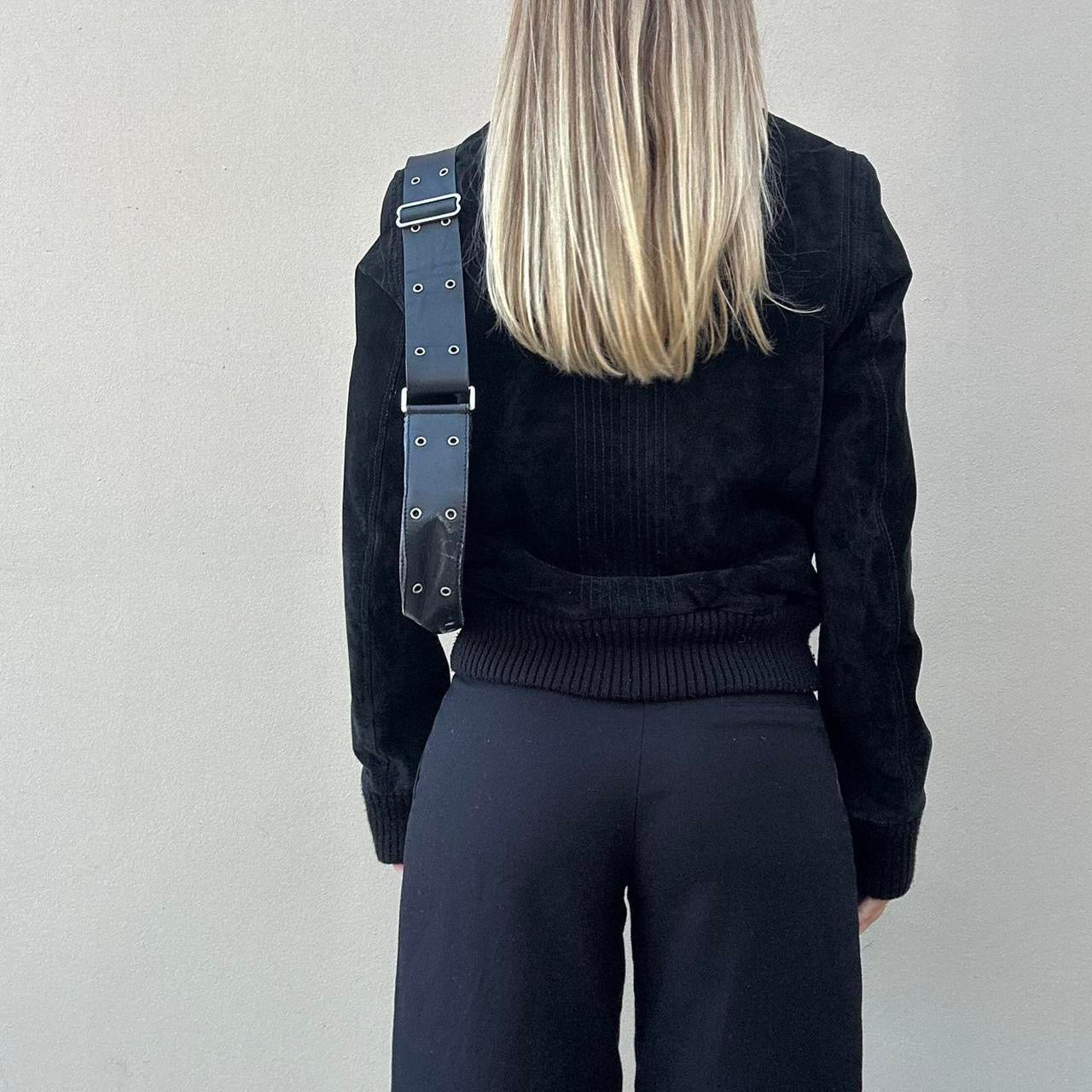 Vintage 00s black suede bomber jacket