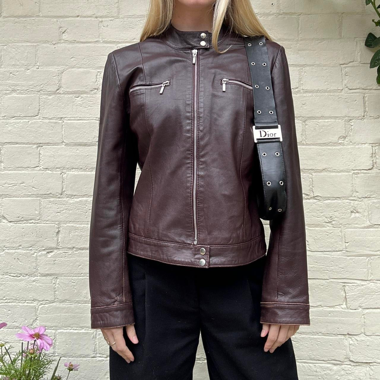 Vintage 2000s burgundy leather jacket