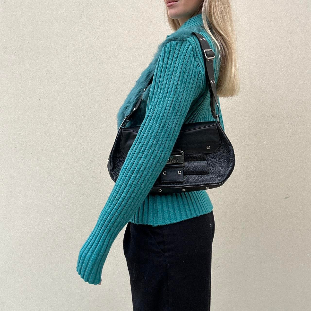 Vintage 00s fluffy turquoise jumper jacket