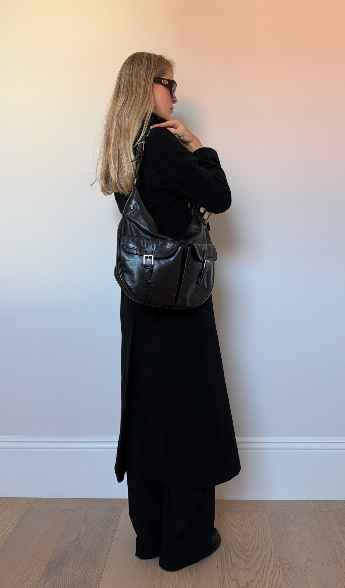 Vintage black saddle bag