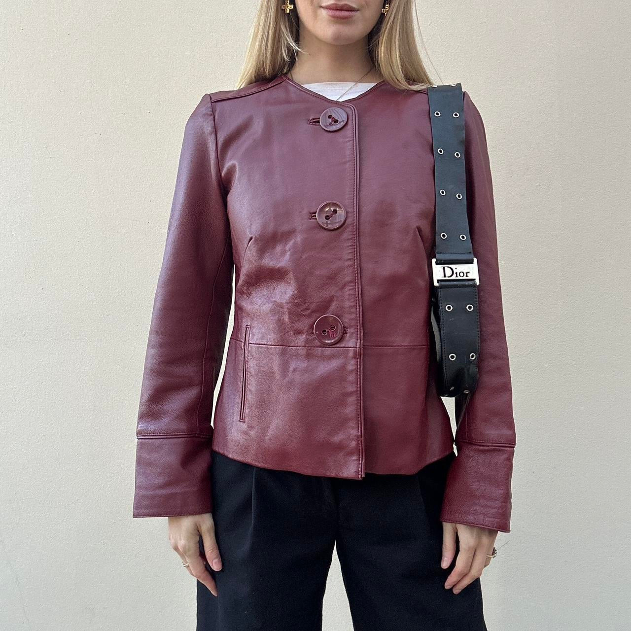 vintage burgundy leather jacket