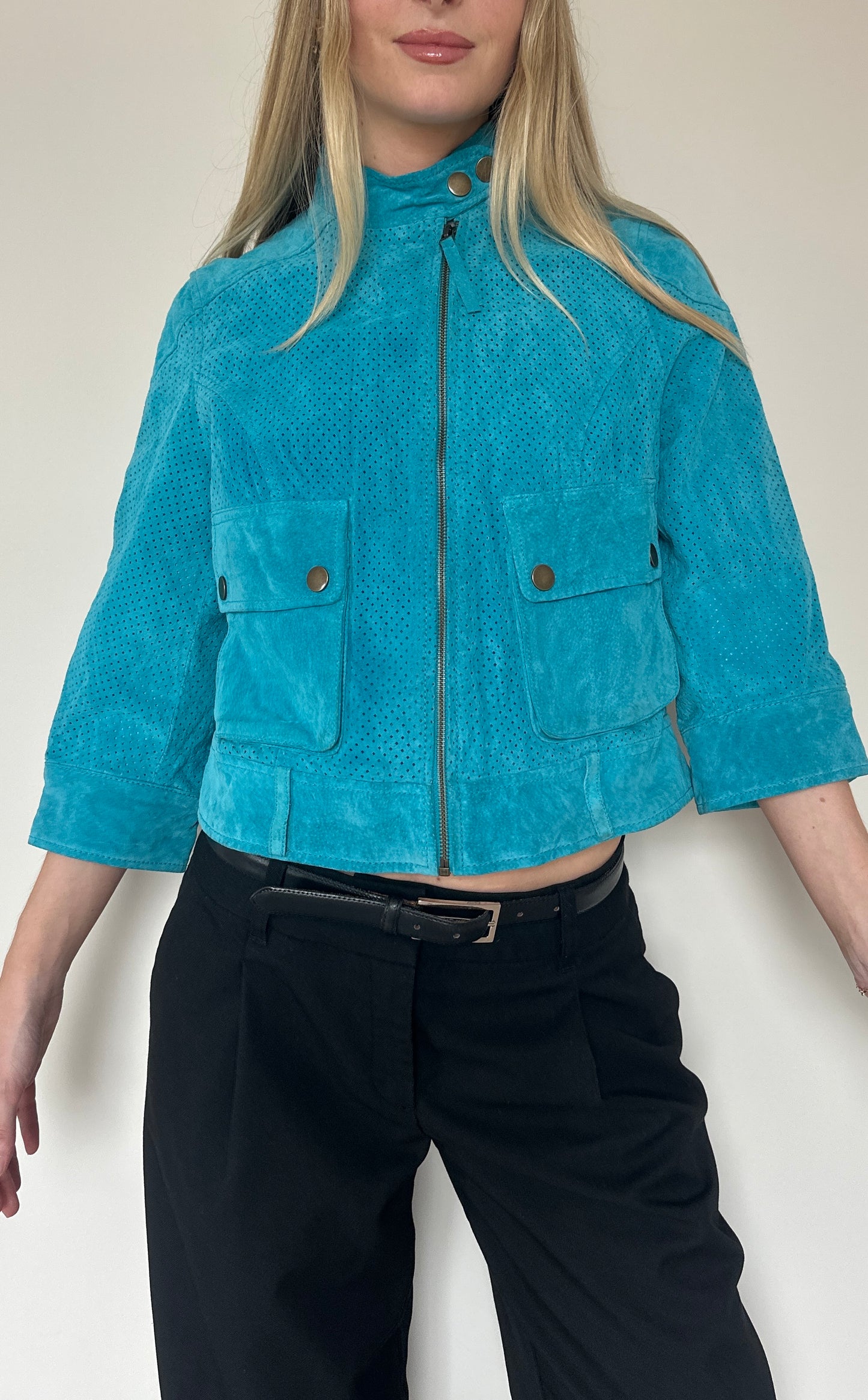 Vintage turquoise suede jacket