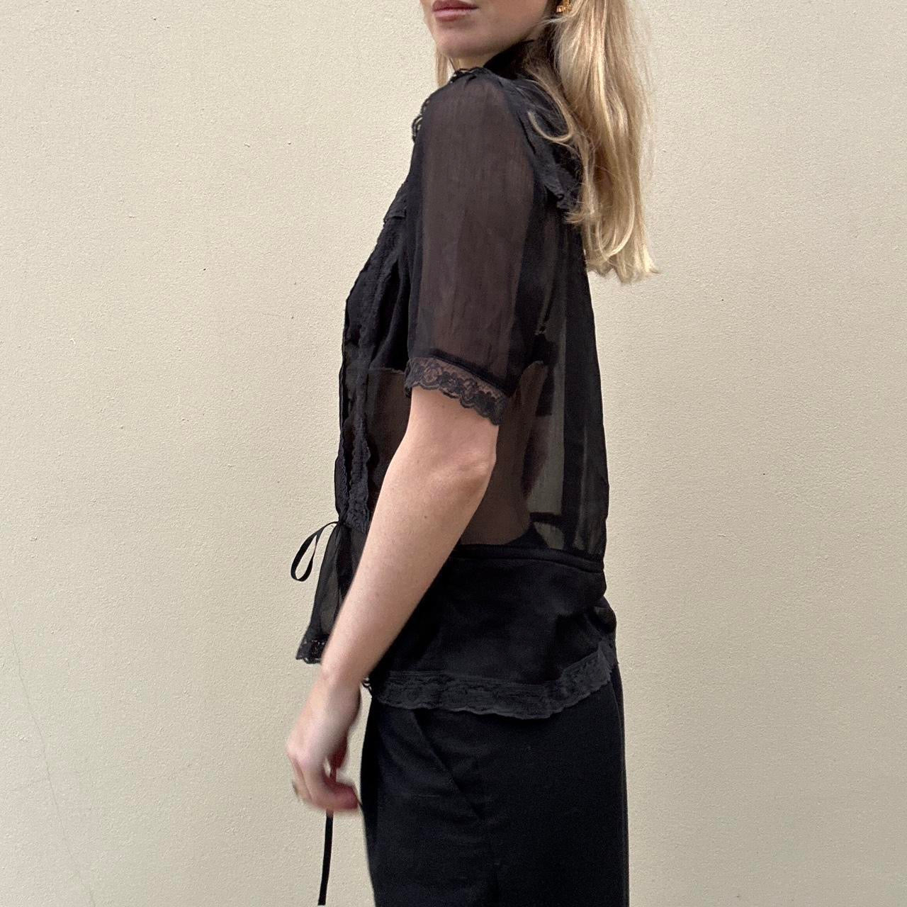 Vintage 00s sheer black top