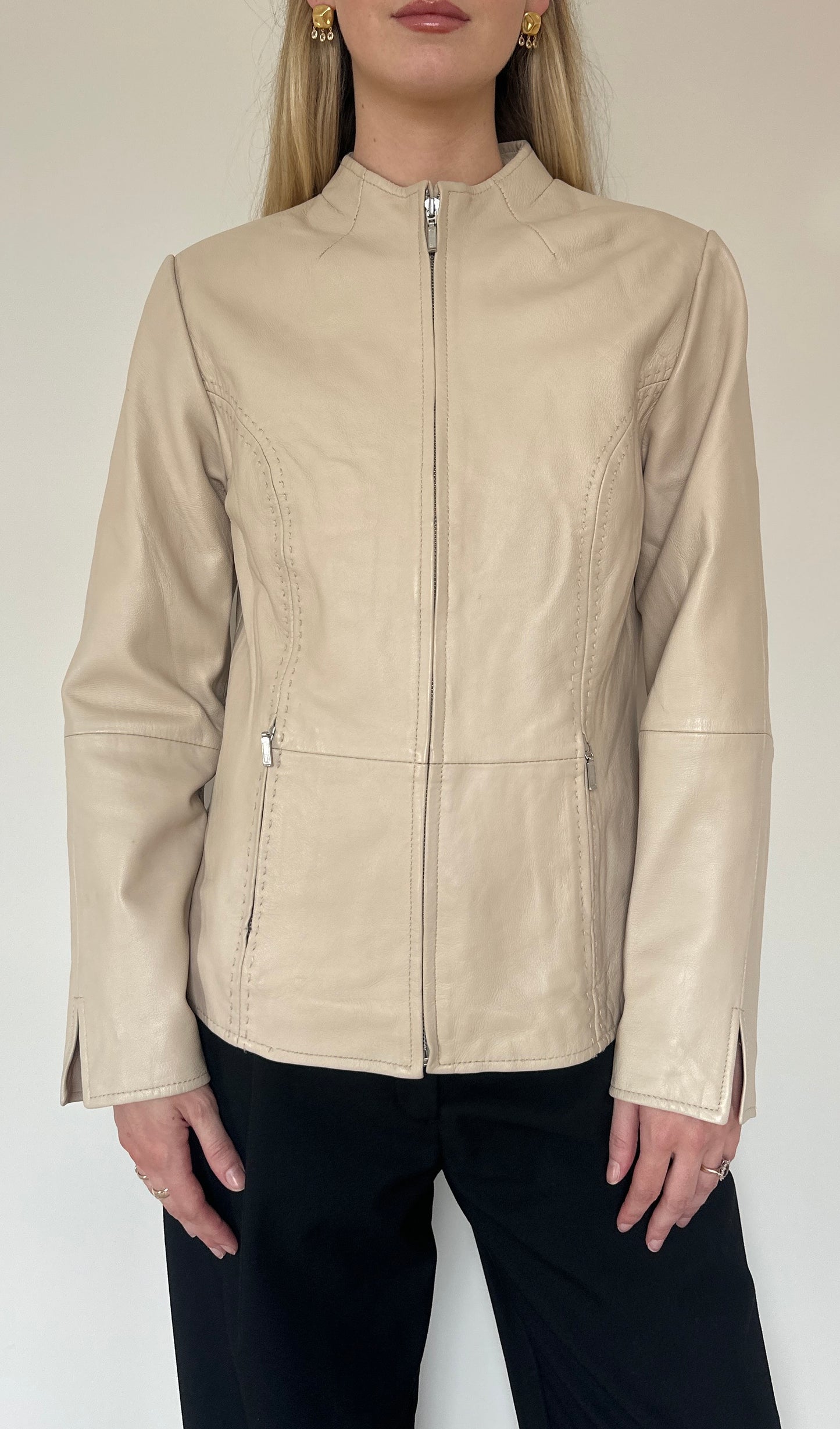 Vintage cream leather jacket