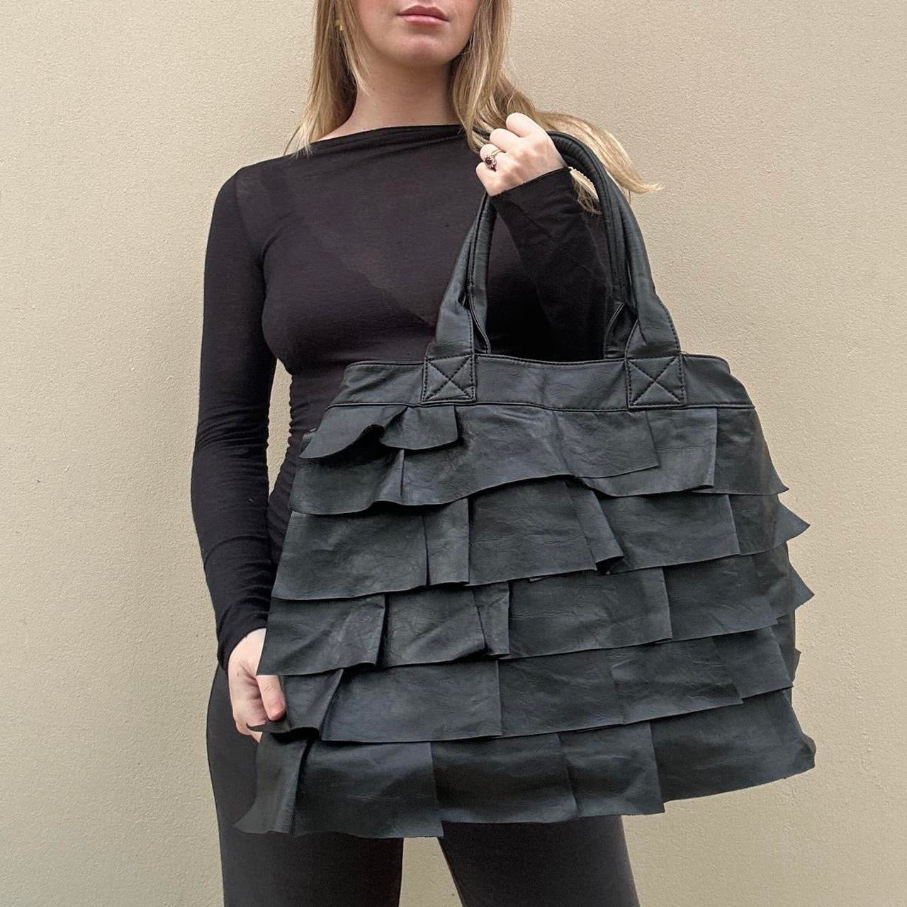 Vintage Black ruffle bag