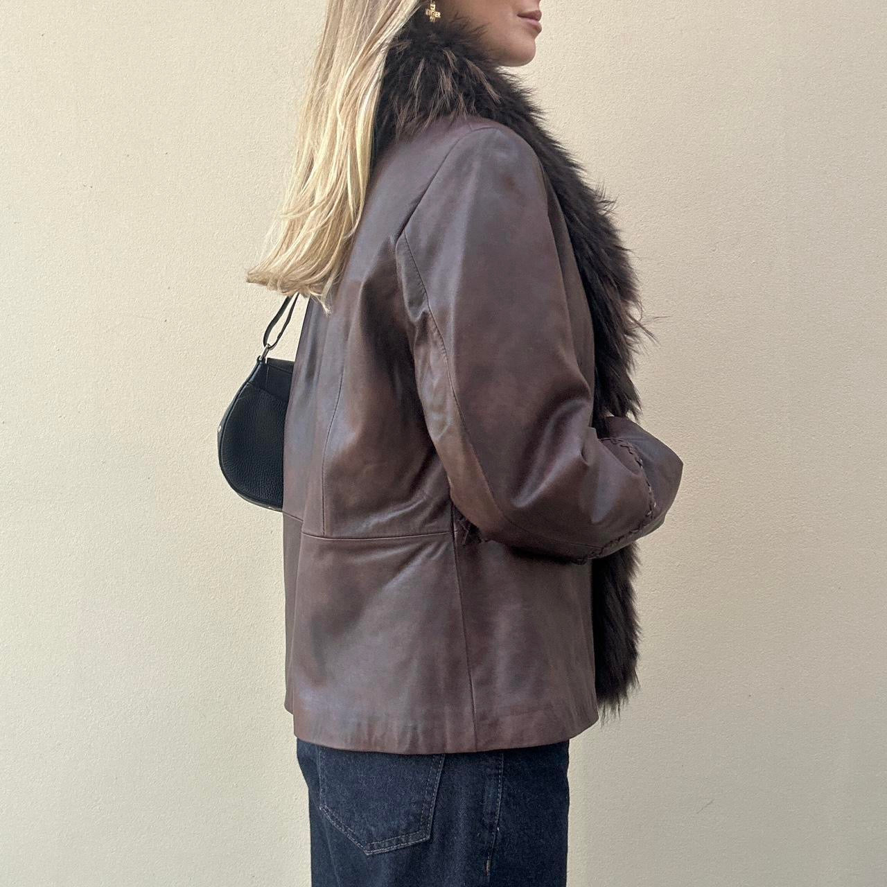 Vintage 90s brown fur jacket