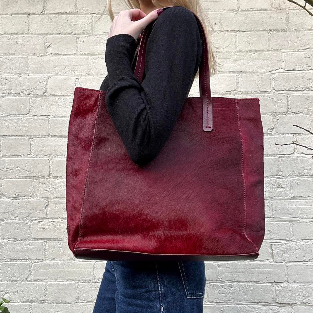 Vintage burgundy pony hair handbag