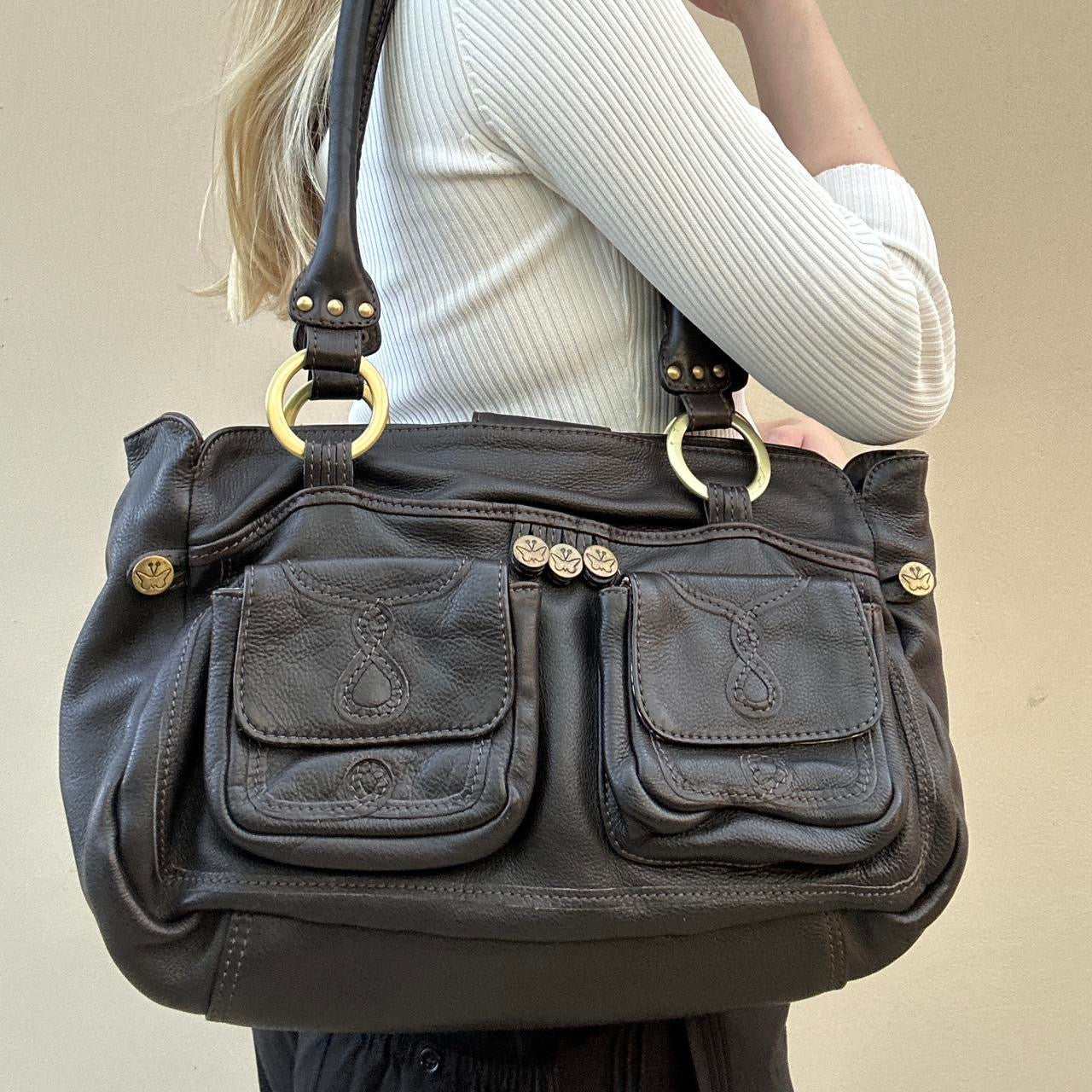 Vintage Brown leather shoulder bag