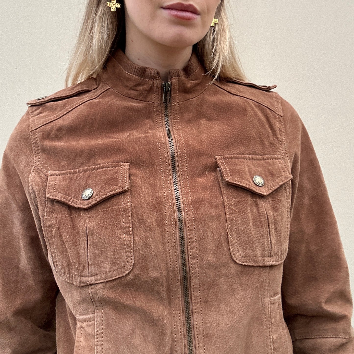 Vintage 00s brown suede bomber jacket