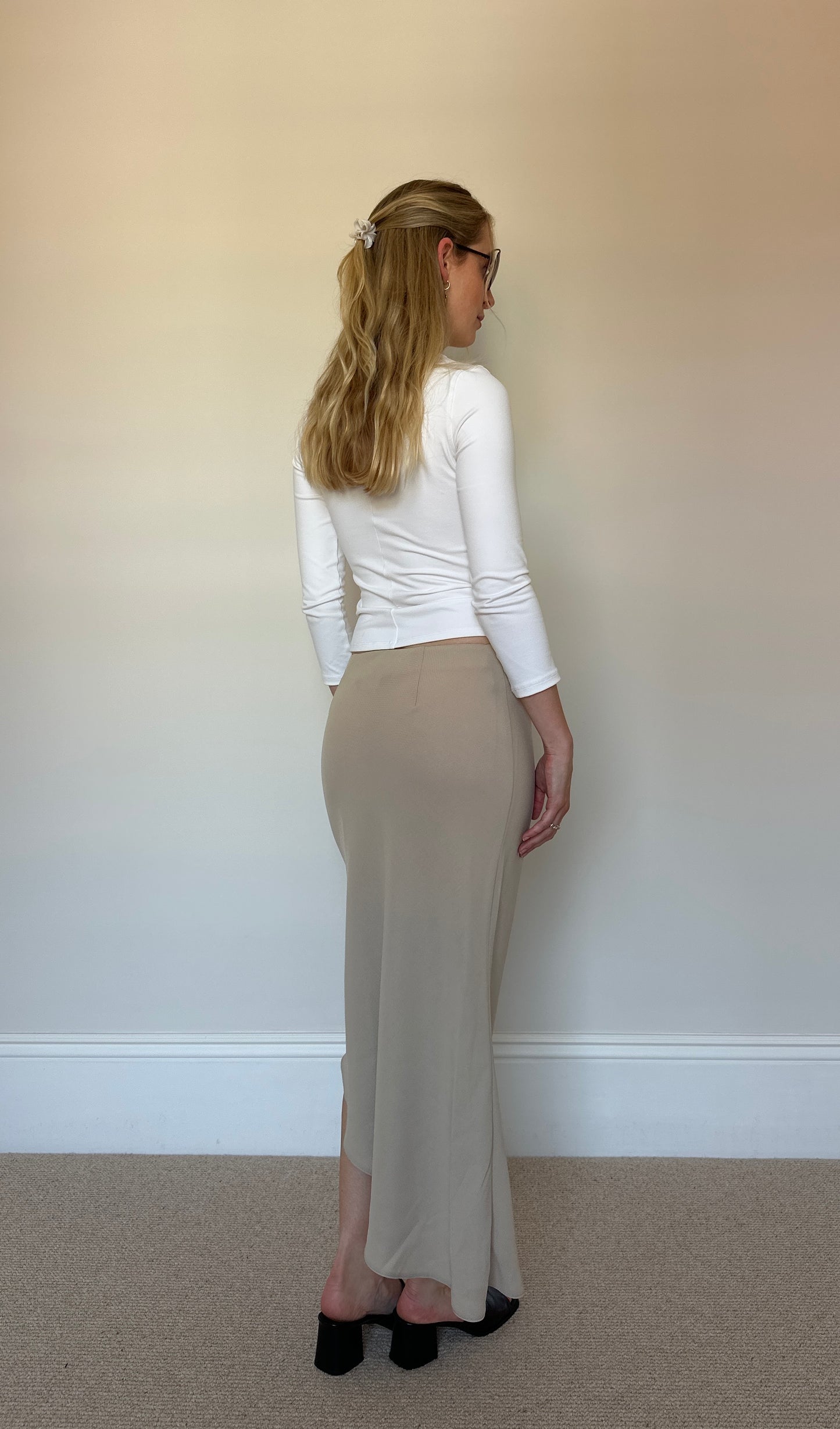 Vintage asymmetrical beige skirt