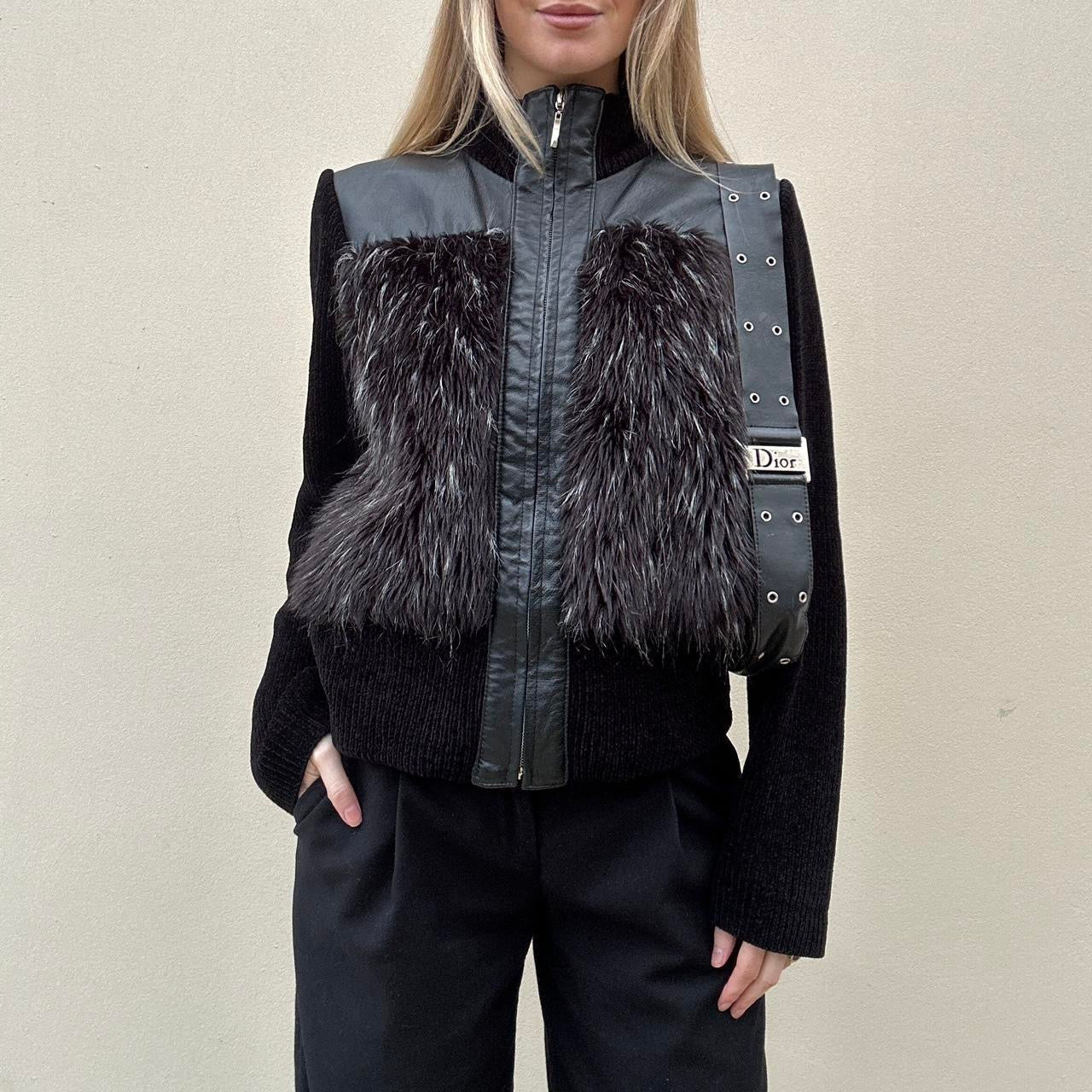 Vintage 00s fur zip jumper jacket -
