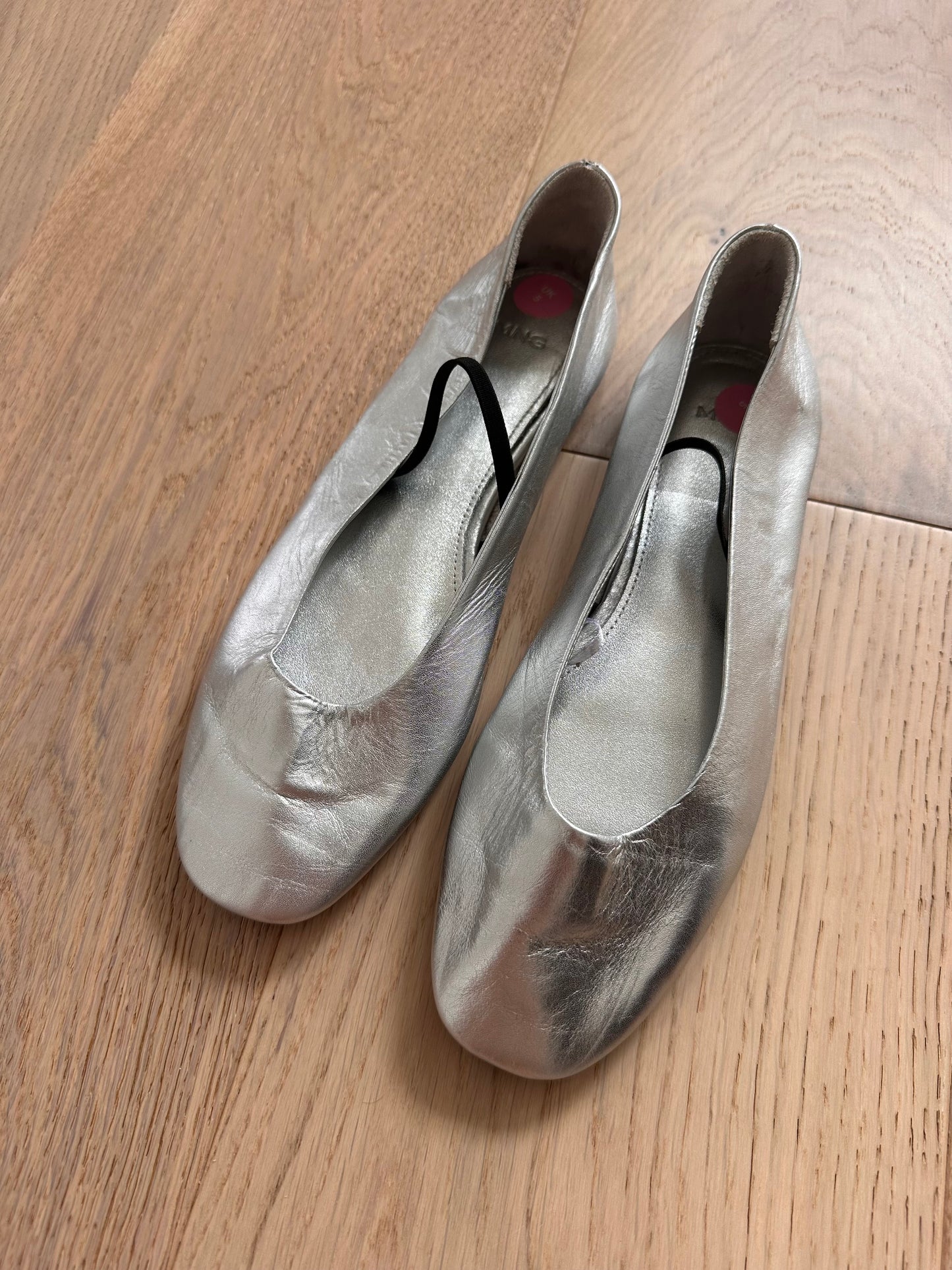 SALE silver leather ballet flats