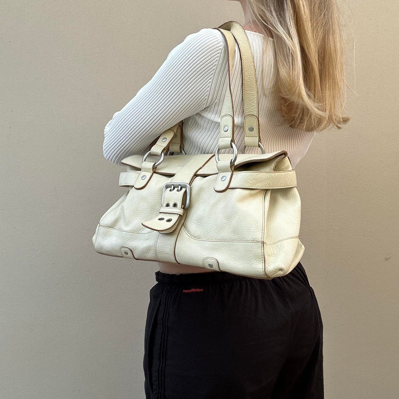 Vintage 00s pale yellow leather bag