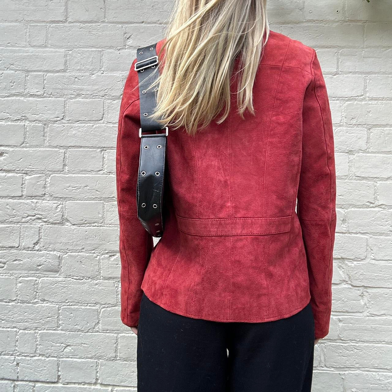 Vintage 00s rust red suede jacket