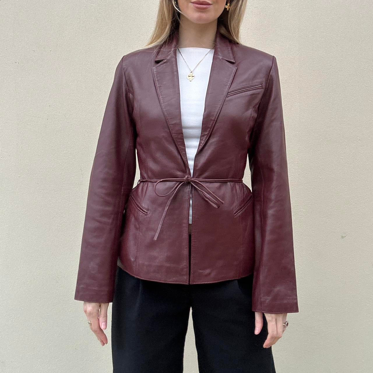 Vintage 00s burgundy leather blazer