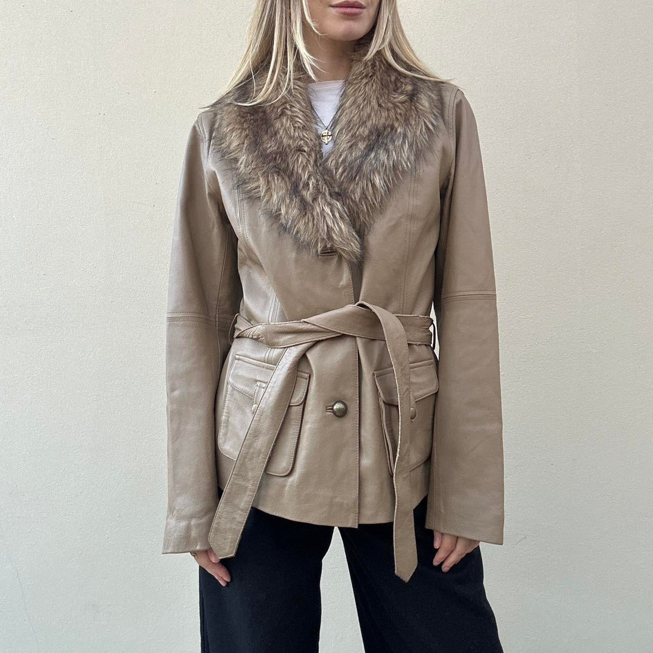 Vintage 90s leather & fur blazer