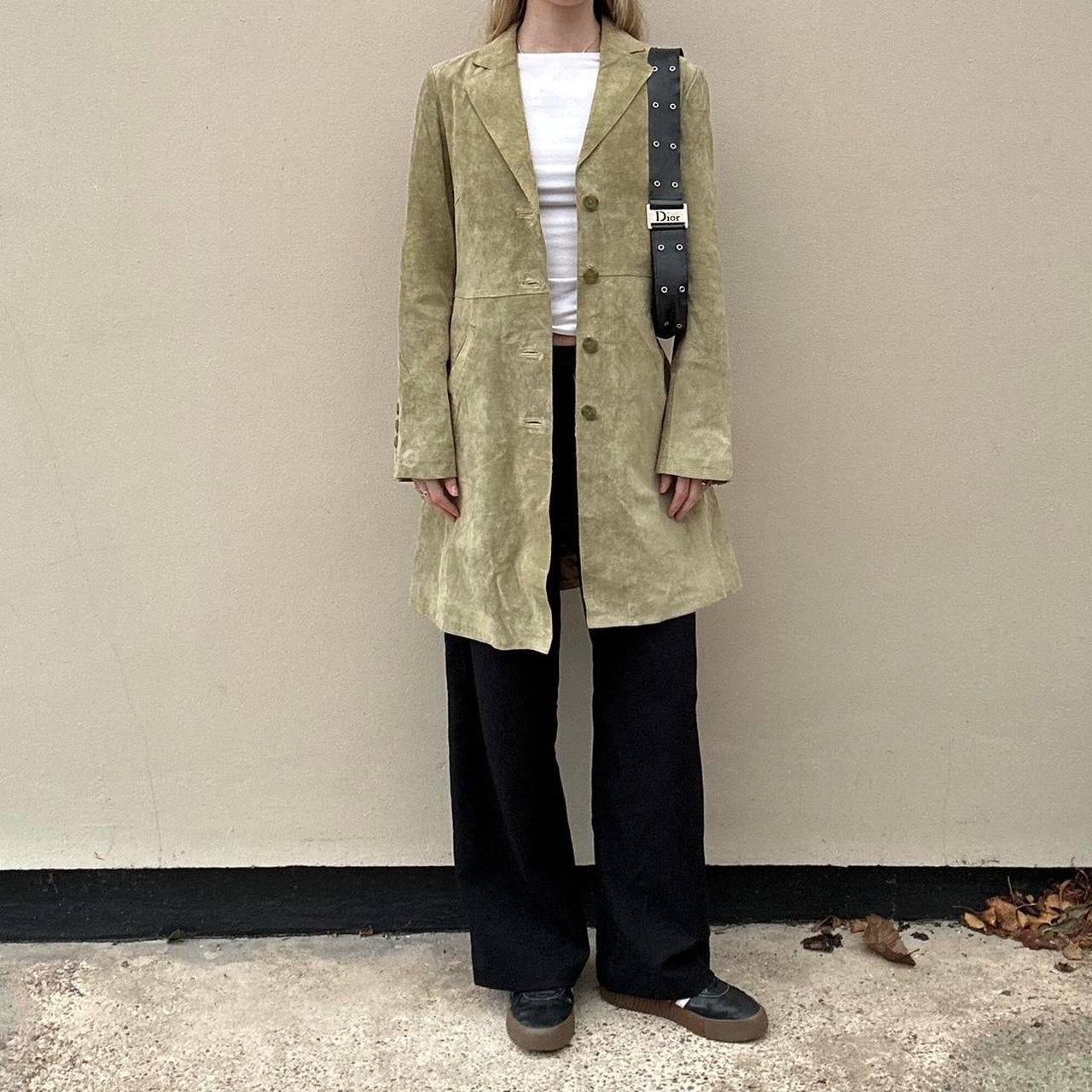 Vintage 00s sage green suede jacket