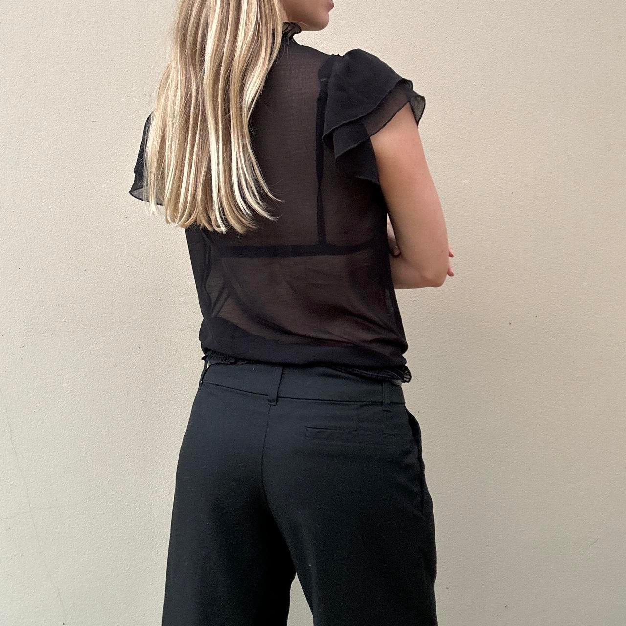 Vintage black sheer blouse