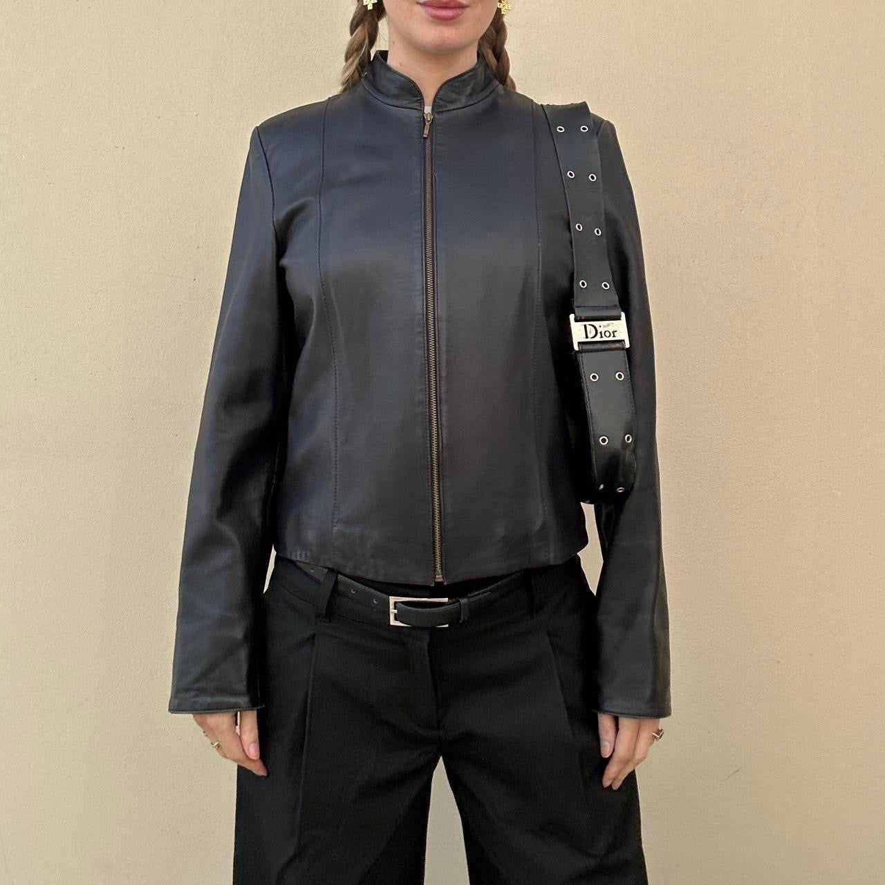 Vintage 90s black leather jacket