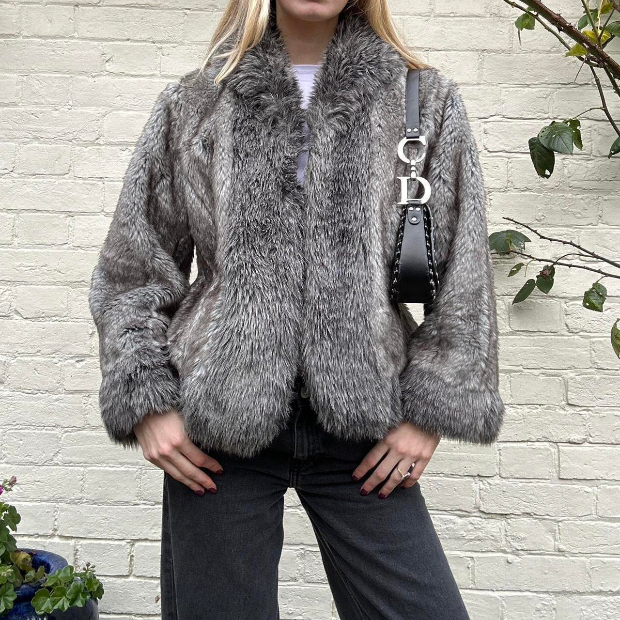 Vintage faux fur grey coat