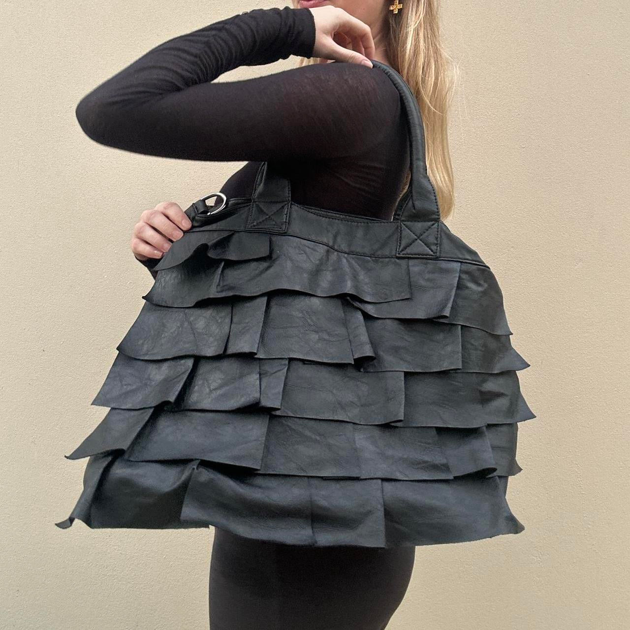 Vintage Black ruffle bag