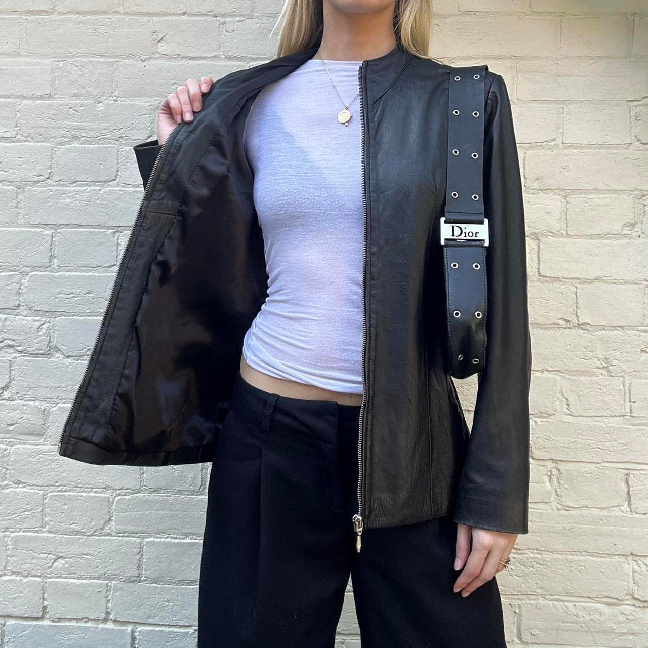 Vintage 00s zip leather jacket