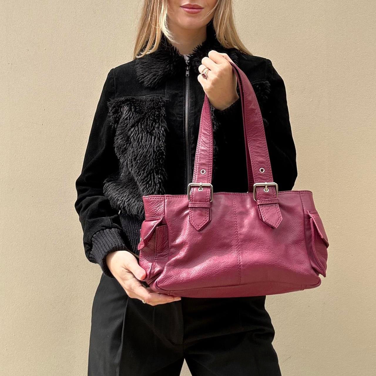Vintage 00s raspberry leather bag