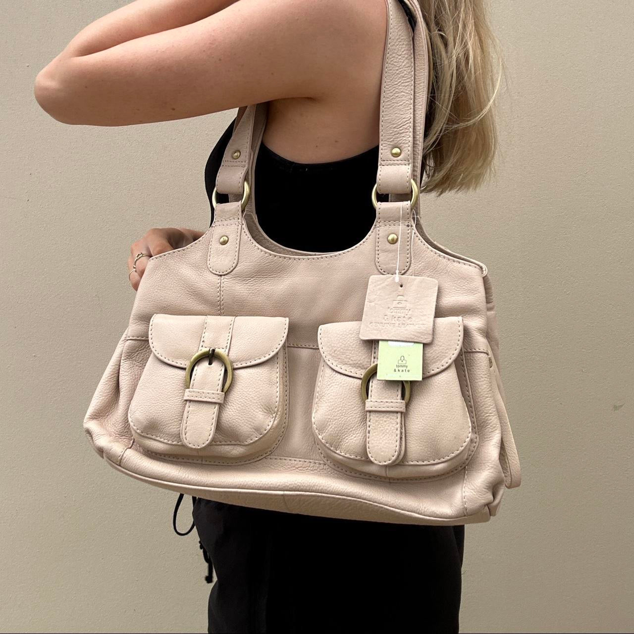 Cream leather shoulder bag