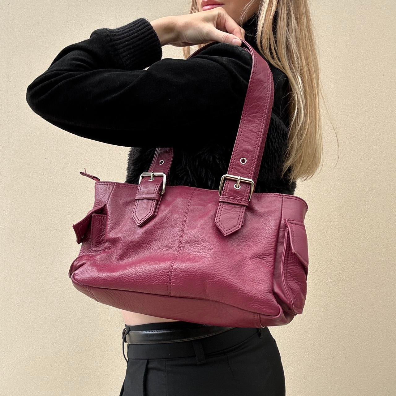 Vintage 00s raspberry leather bag