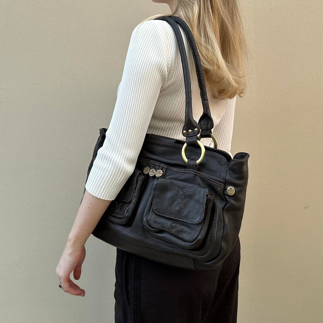 Vintage Brown leather shoulder bag