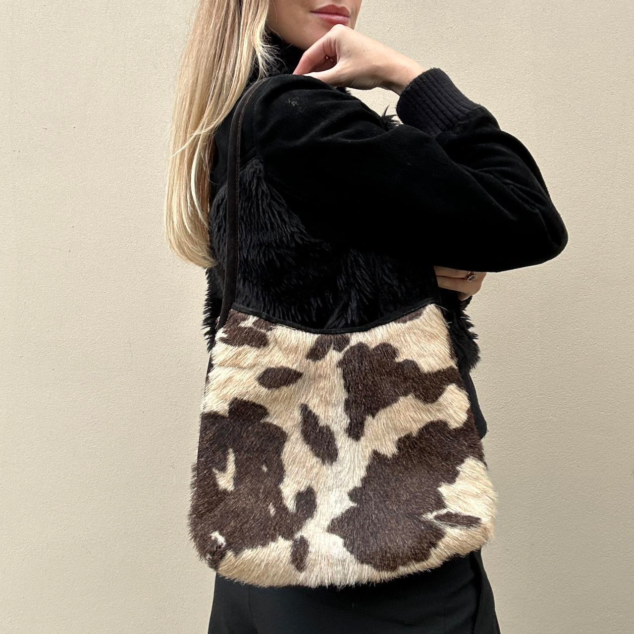 Vintage 00s cow print handbag