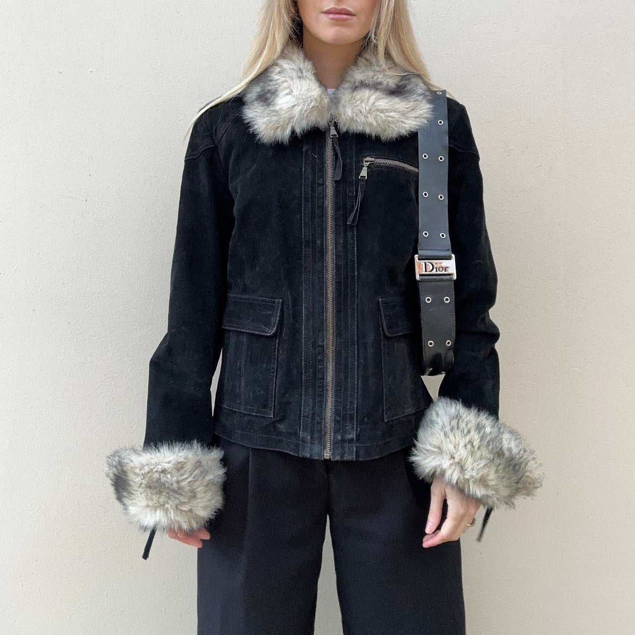 Vintage suede & fur trim jacket