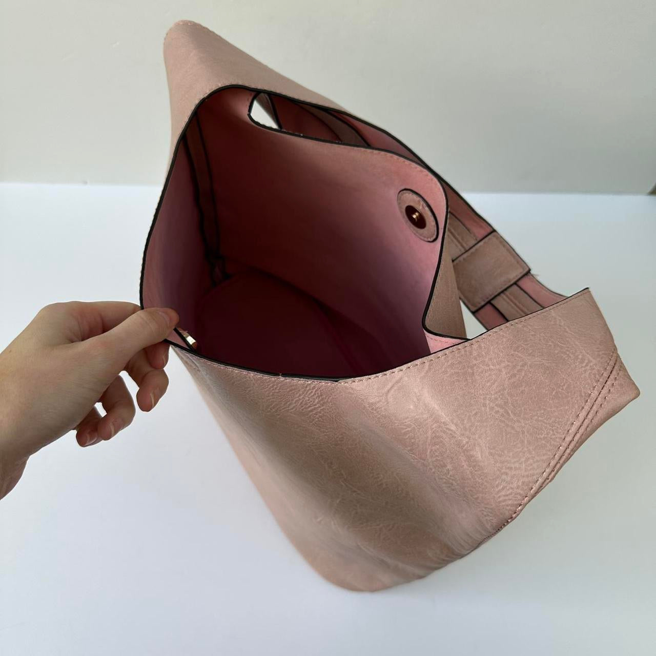 Dusty Pink faux leather slouch bag